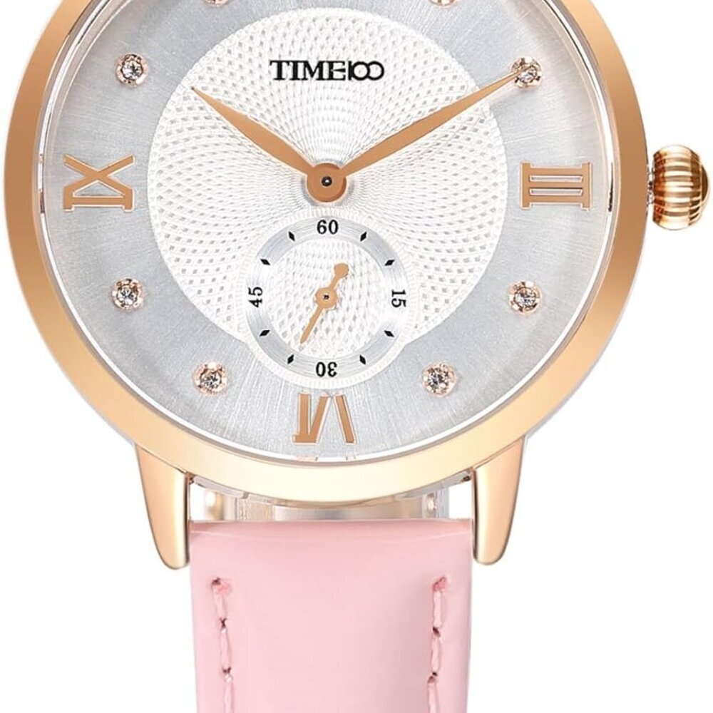 Womens Fashion Quartz Watch with Roman Numerals Fashion Diamond Leather Band Ana